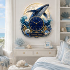 Personalized breaching whale wall clock — personalized with a custom name