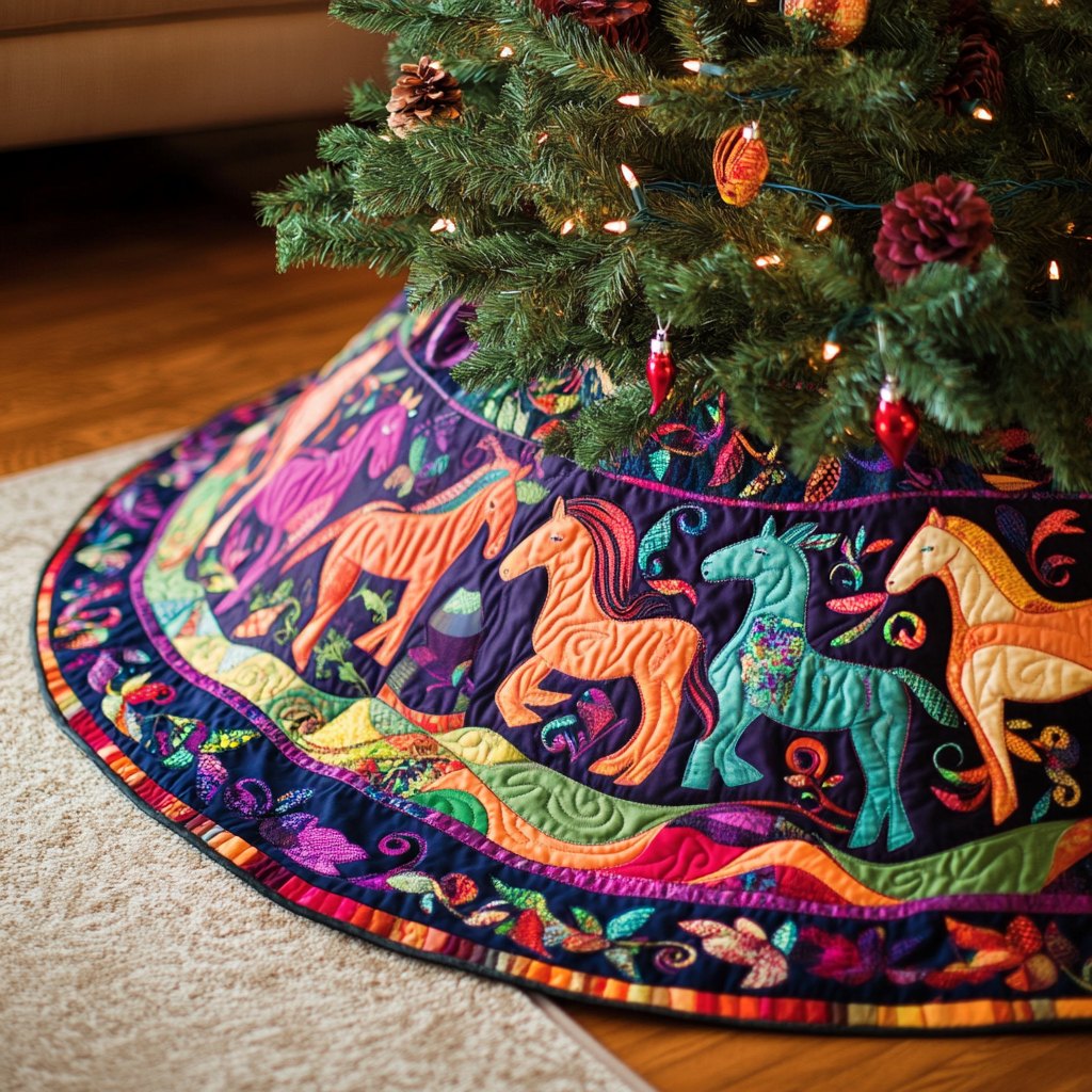 Galloping Joy Christmas Tree Skirt