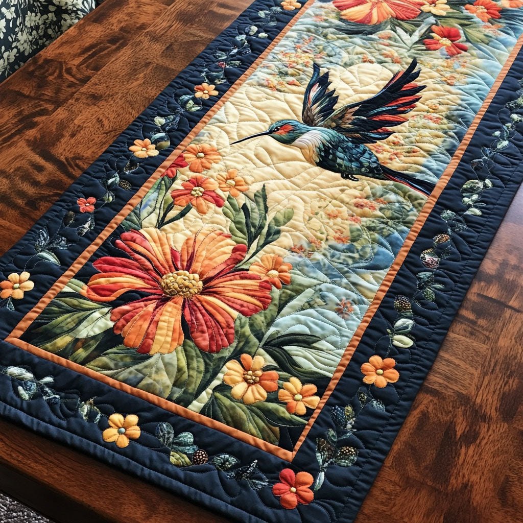 Orange Blooms with Hummingbird Table Runner