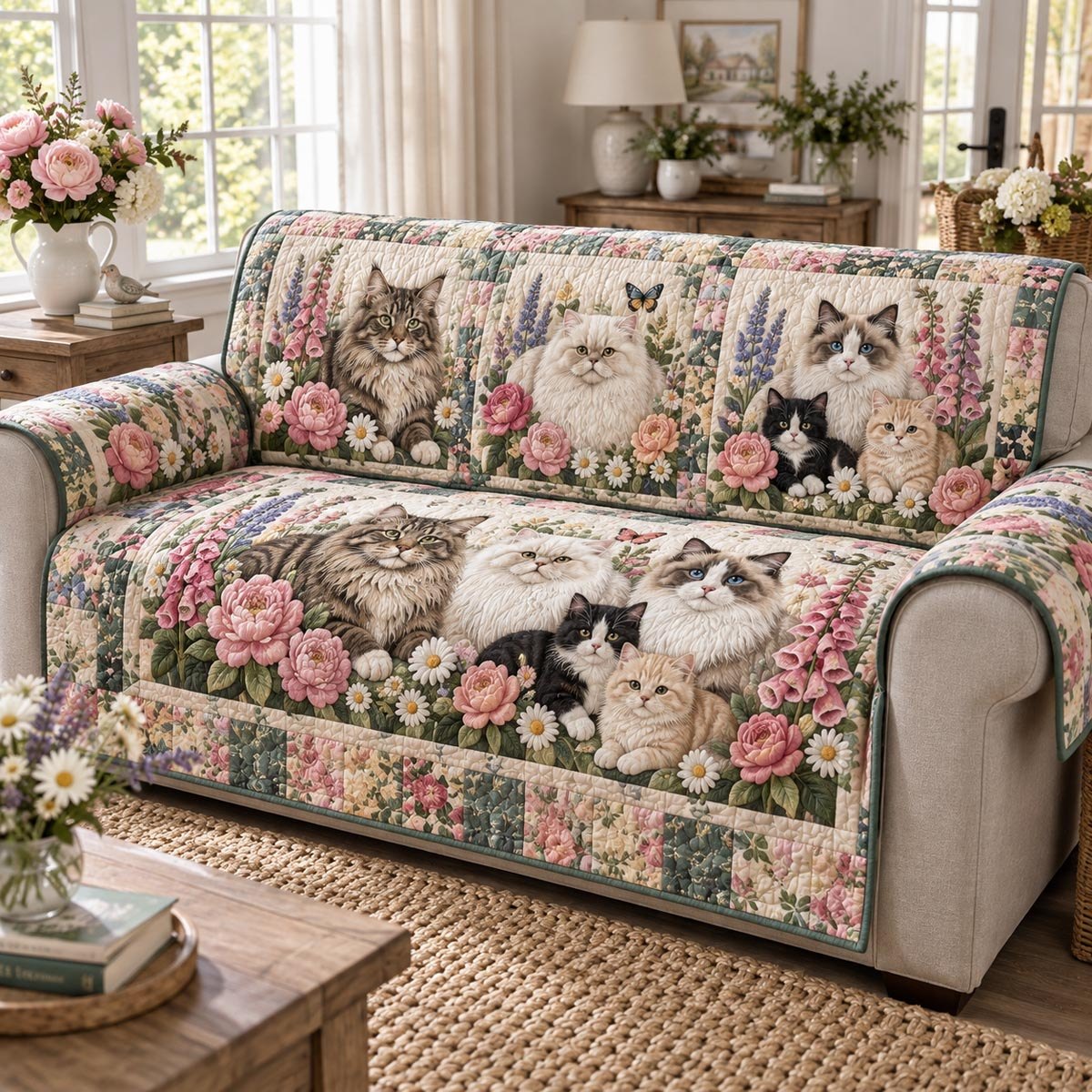 Garden Cat Parade Sofa Cover
