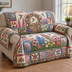 Garden Gate Hummingbirds Sofa Cover - Made to Order
