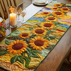Golden Sunflower Field Panel Table Runner