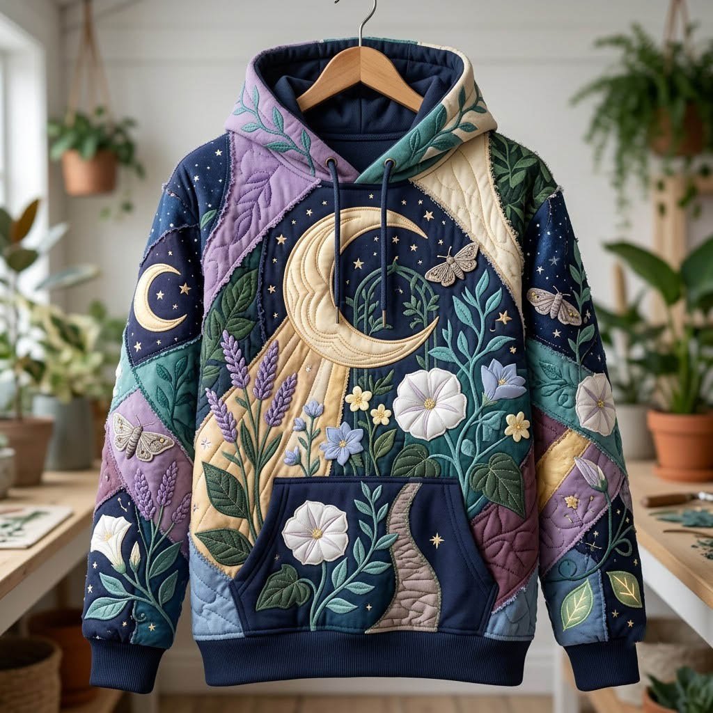 Moonlit Night Garden hoodie, all-over print