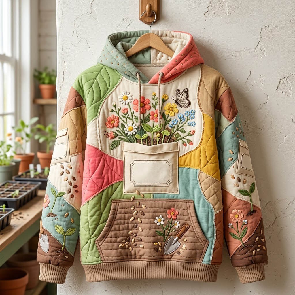Wildflower Pocket Bloom hoodie, all-over print