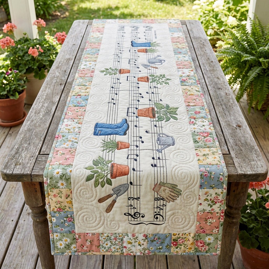 Songbirds on Sheet Music Table Runner