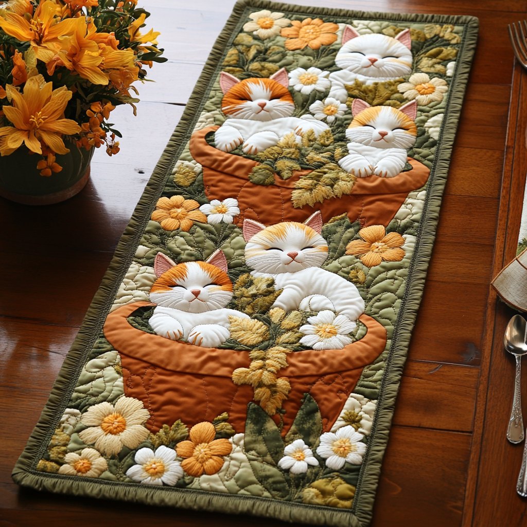 Garden Meows Table Runner