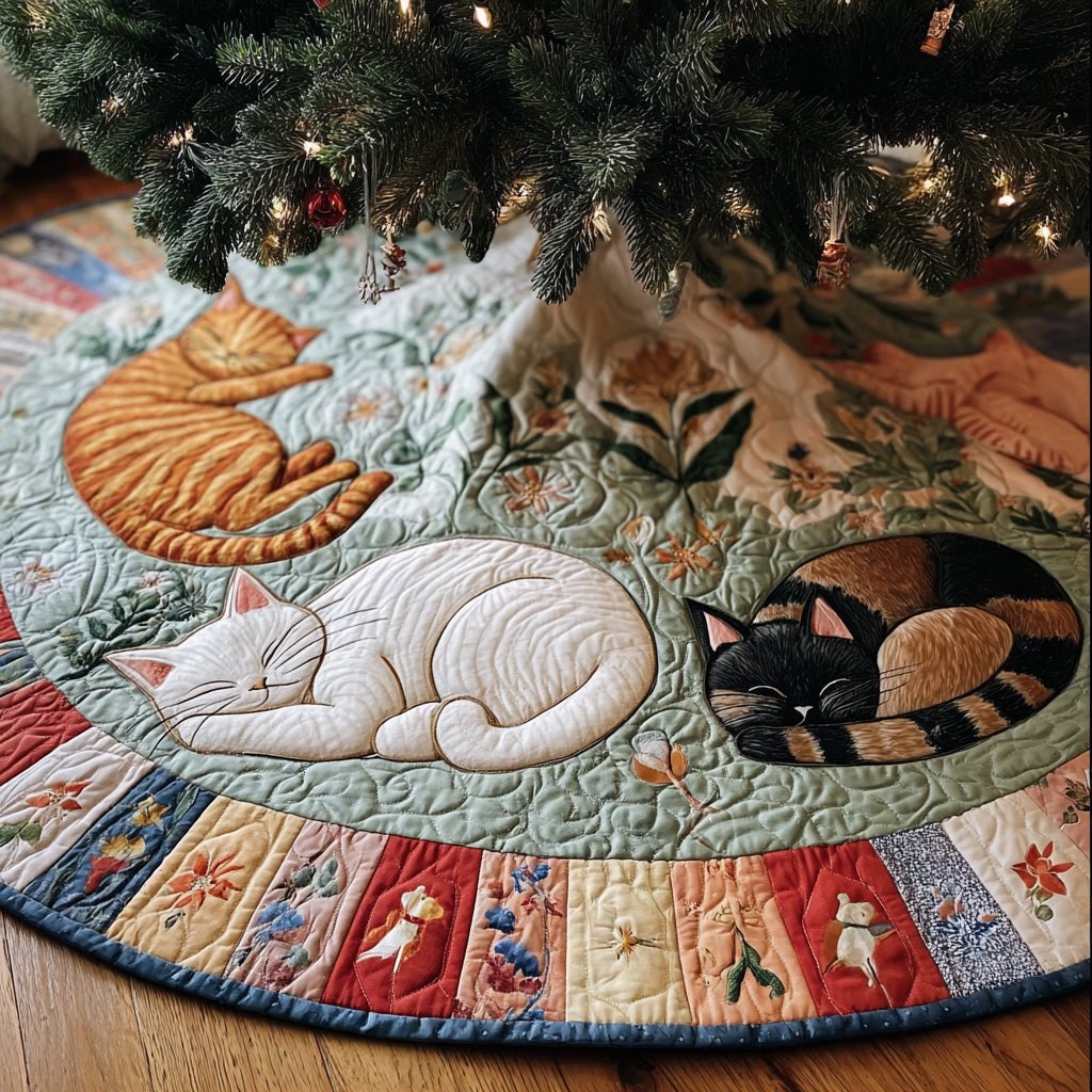 Garden Nap Cats Christmas Tree Skirt