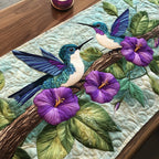 Hummingbirds and Purple Morning Glories Table Runner