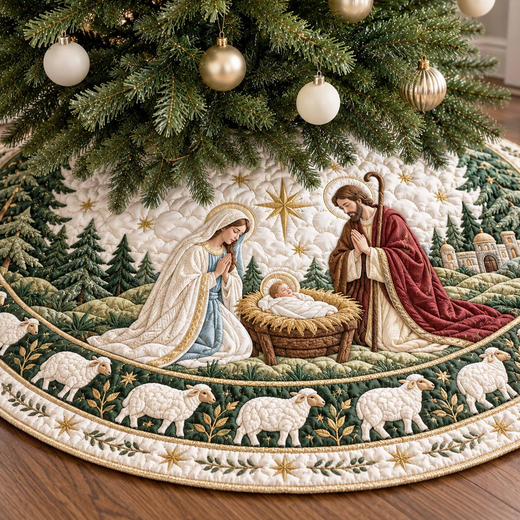 Gentle Nativity Christmas Tree Skirt
