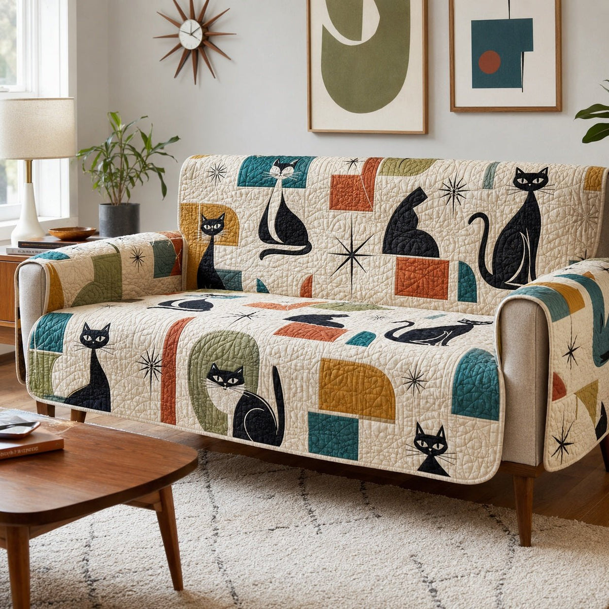 Geometric Midnight Prowl Sofa Cover