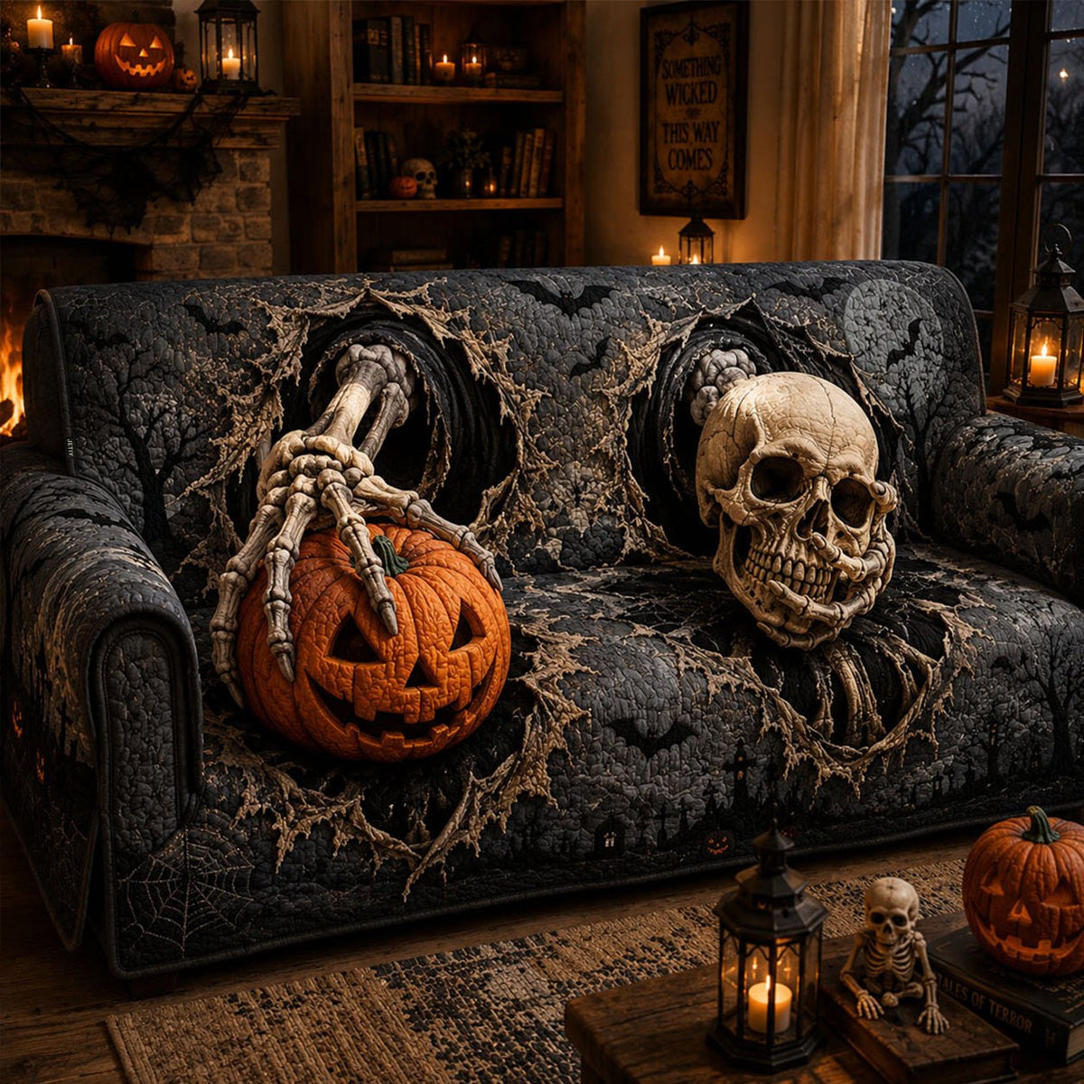 Ghostly Bones Sofa Cover