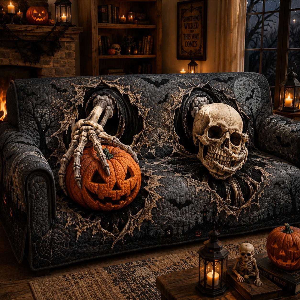 Ghostly Bones Sofa Cover