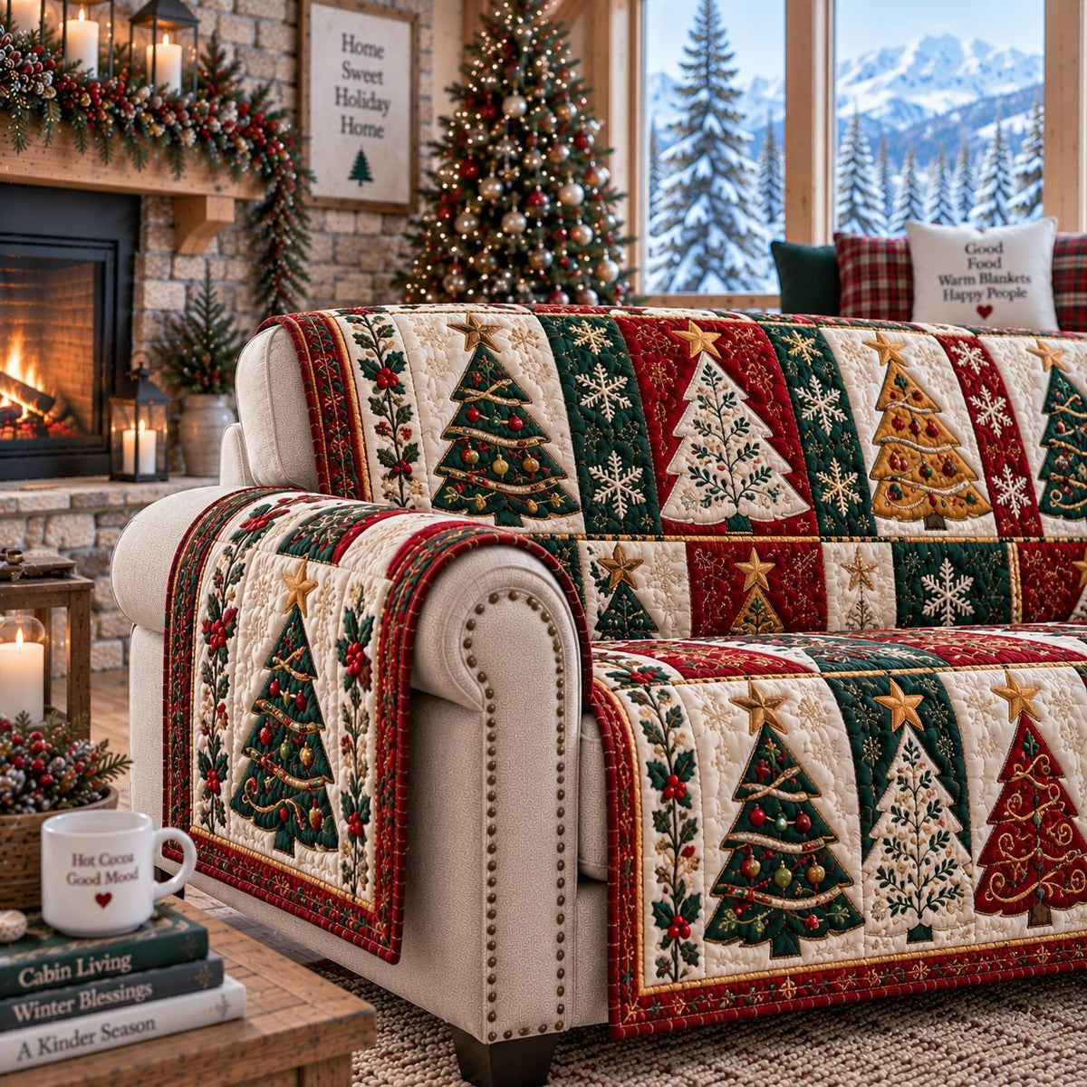 Gilded Evergreen Forest Sofa Cover