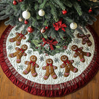 Gingerbread Men with Snowflakes Christmas Tree Skirt