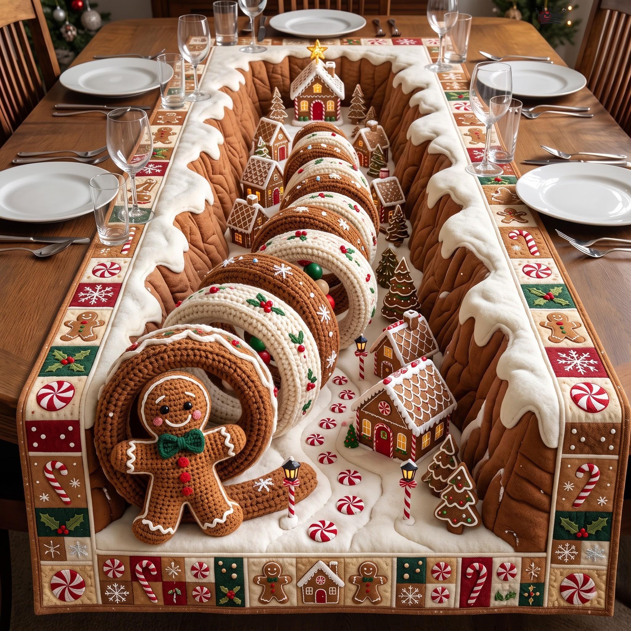 Gingerbread Spiral Table Runner