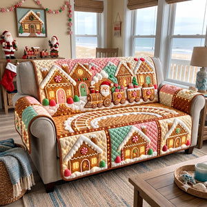 Gingerbread Train Town Sofa Cover - Made to Order