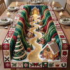 Gingerbread Village Crochet Table Runner