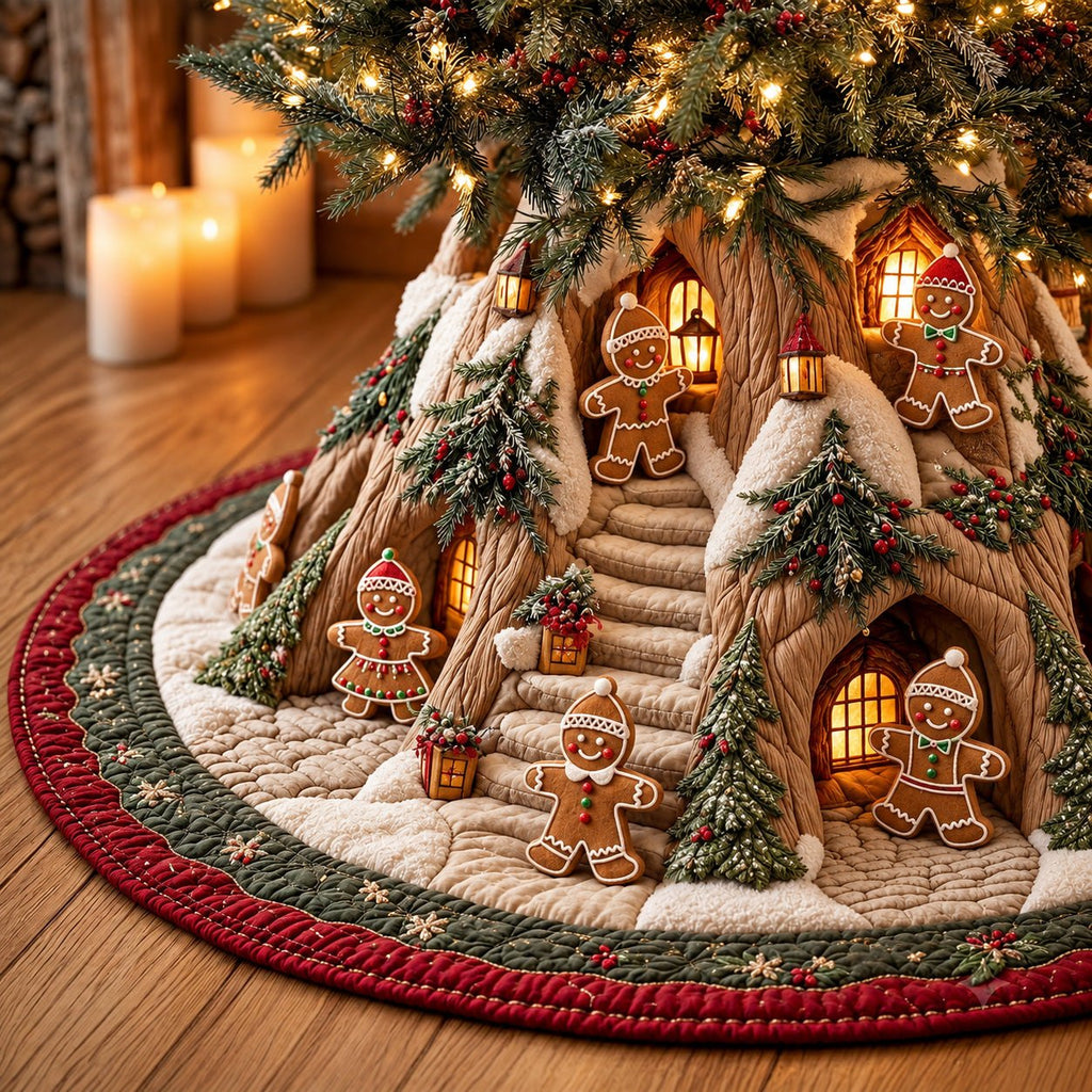 Gingerbread Village Christmas Tree Skirt