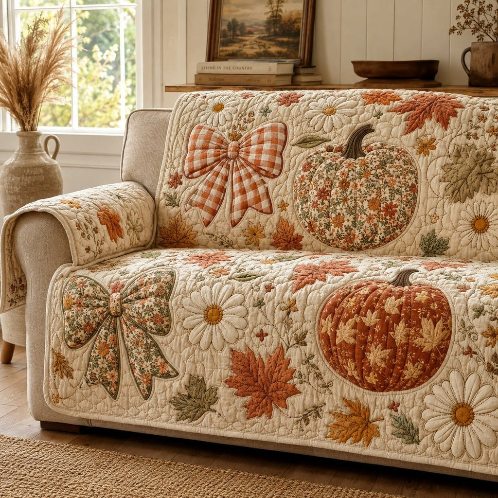 Gingham Bows Sofa Cover