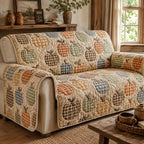 Patchwork Pumpkins on Cream Quilt Sofa Cover