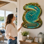 Personalized river fishing wall clock — personalized with a custom name