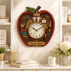 Personalized Apple Teacher Wall Clock — personalized with a custom name