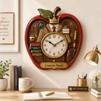 Personalized Apple Teacher Wall Clock — personalized with a custom name
