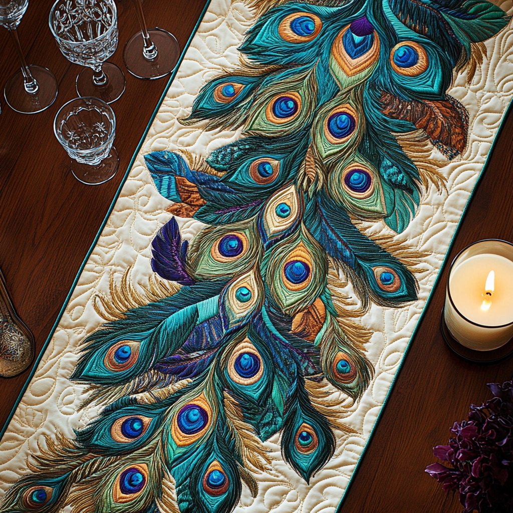 Glam Feather Table Runner