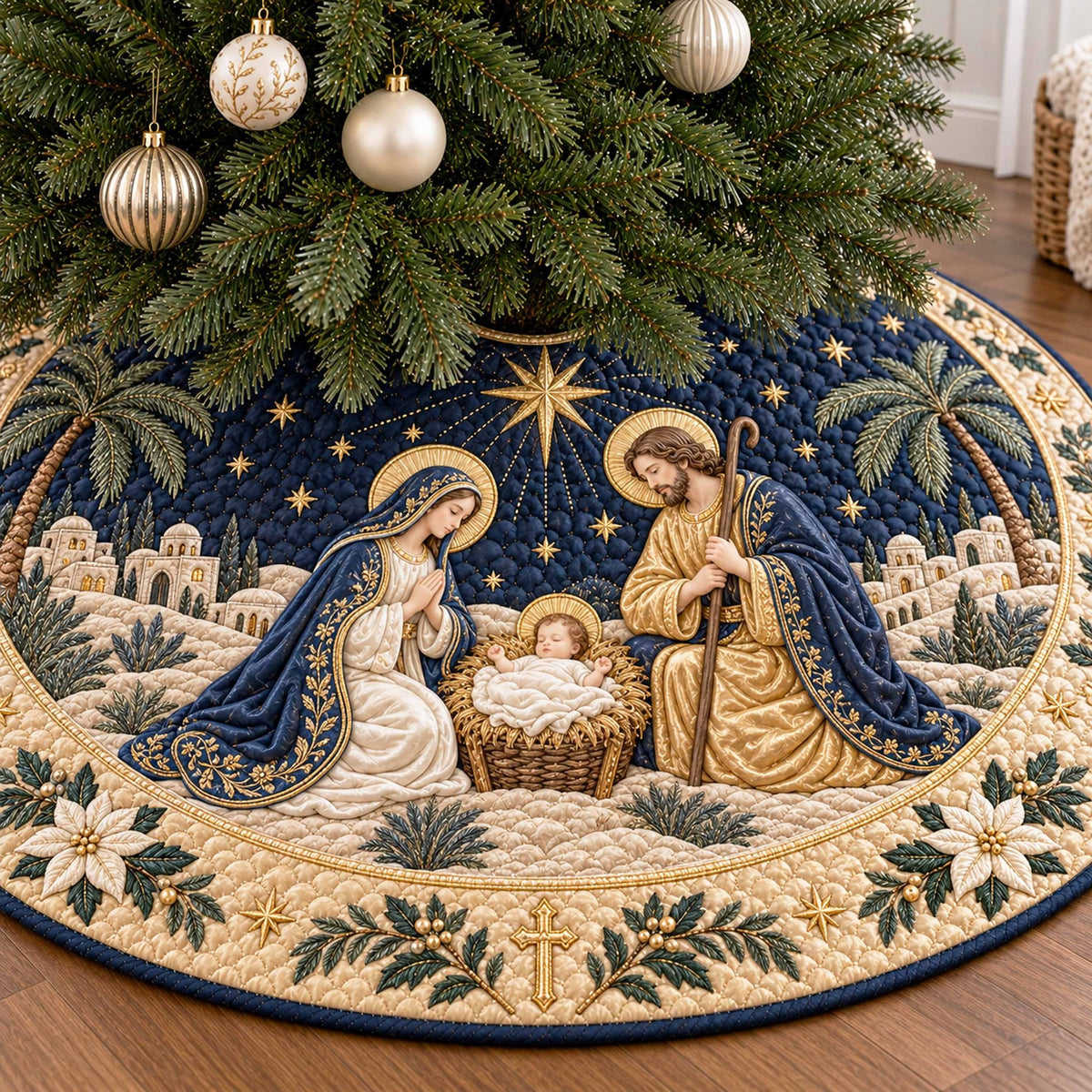 Gloria Nativity Christmas Tree Skirt