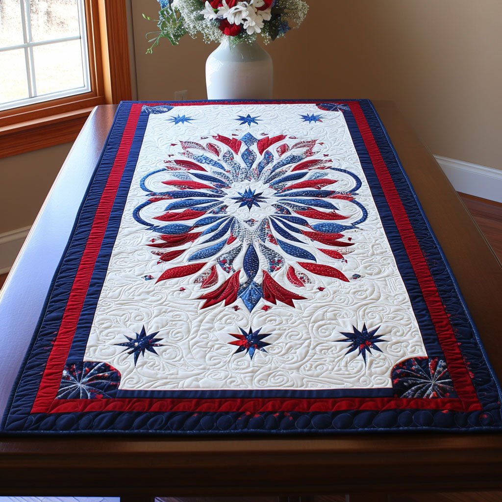 Red White Blue Star Medallion Table Runner