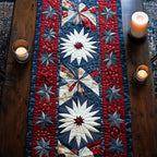 White Stars on Red Blue Stripes Table Runner