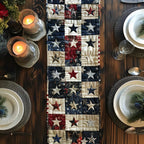 Patriotic Stars on Navy and Cream Table Runner