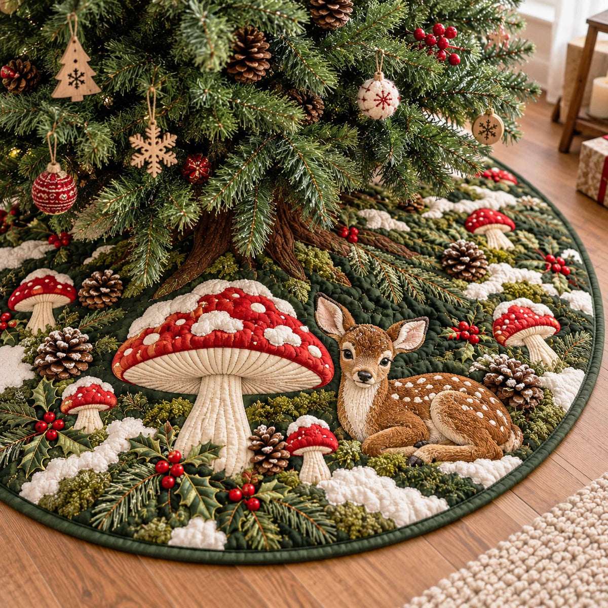 Glow Deer Christmas Tree Skirt