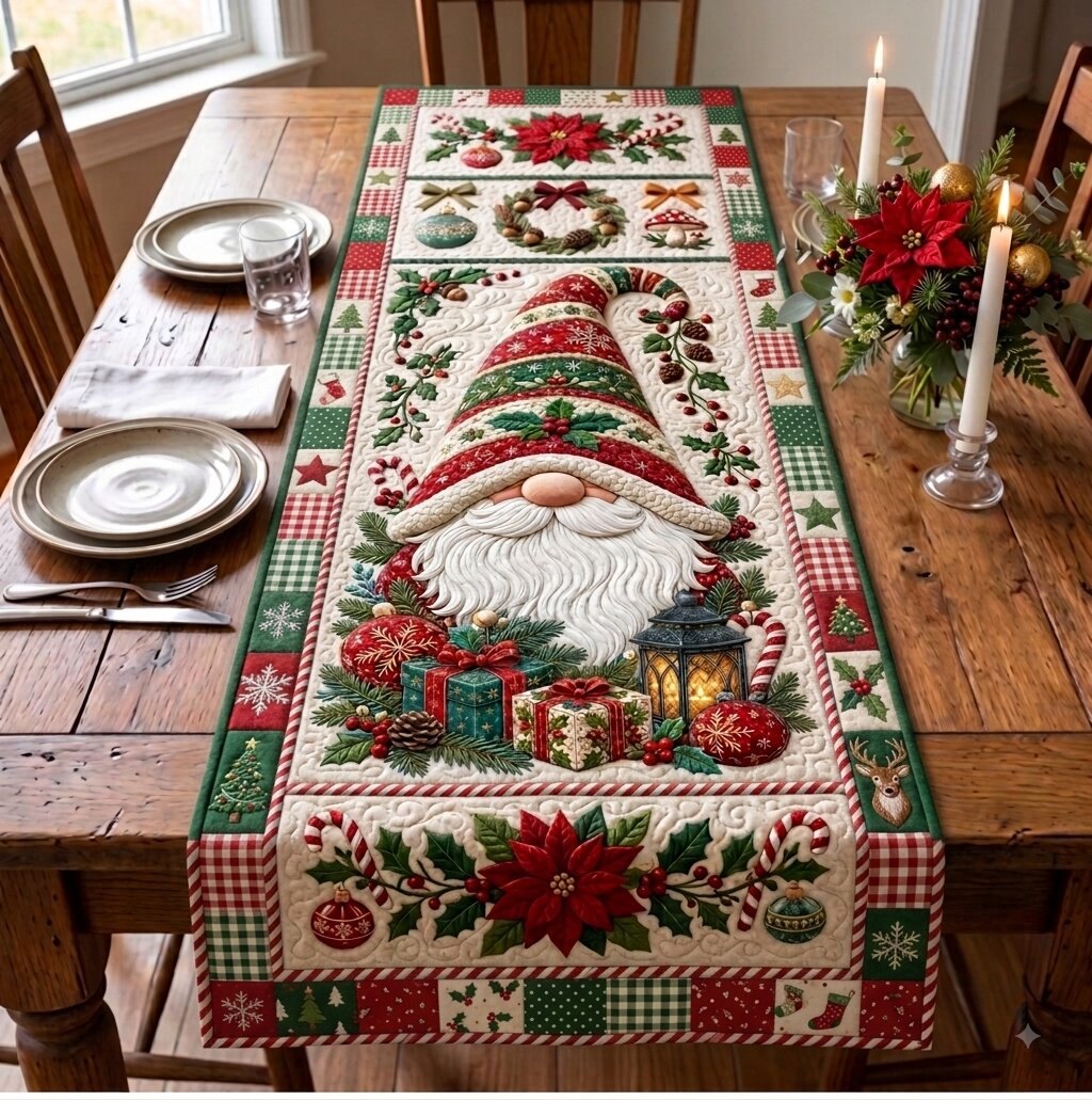 Gnome Christmas Table Runner