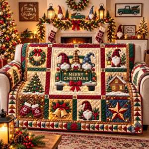 Gnome Christmas Sampler Sofa Cover - Made to Order