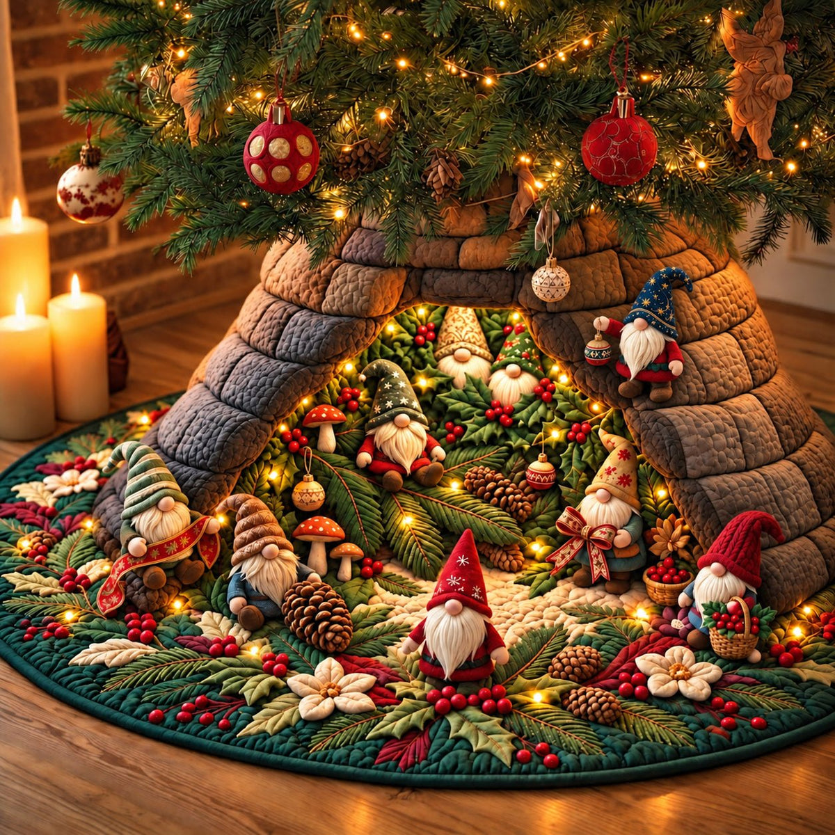 Gnome Christmas Garden Christmas Tree Skirt