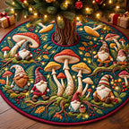 Gnome Mushroom Garden Christmas Tree Skirt