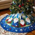 Blue Gnomes in the Snow Pines Christmas Tree Skirt