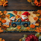 Gnome and Leaves Table Runner