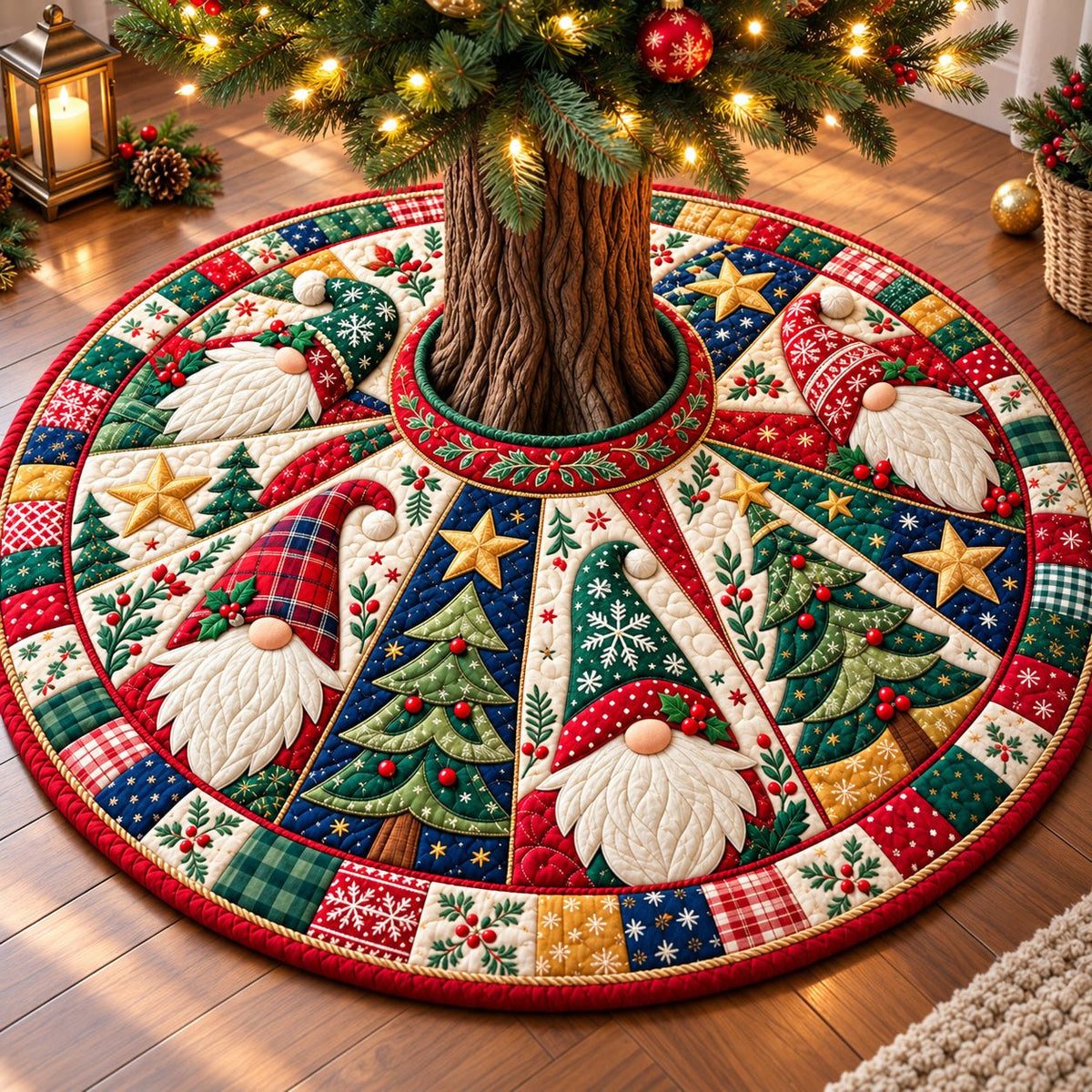 Gnomes Country Charm Christmas Tree Skirt