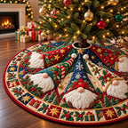 Gnomes Cozy Cottage Christmas Tree Skirt