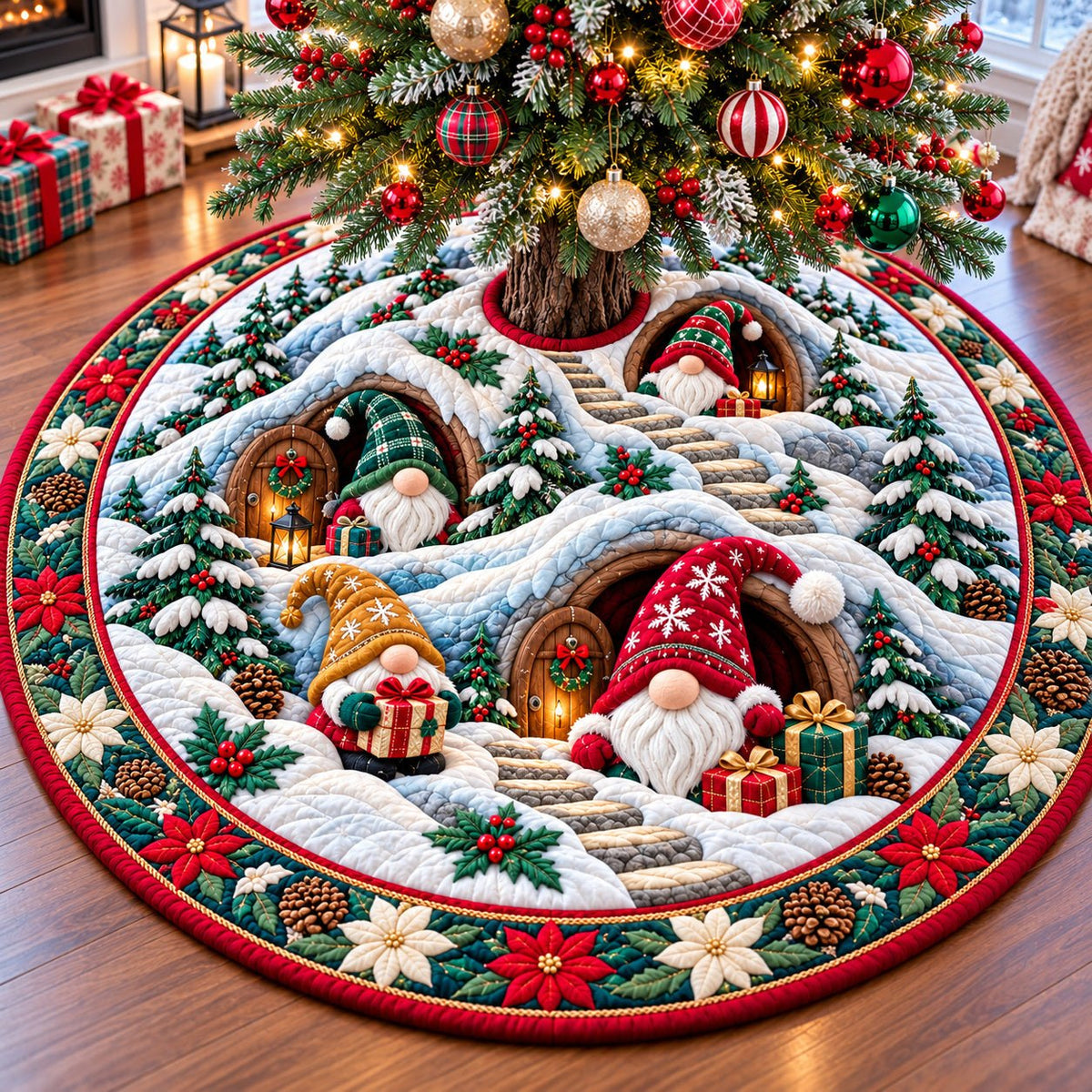 Gnomes Woodland Adventure Christmas Tree Skirt
