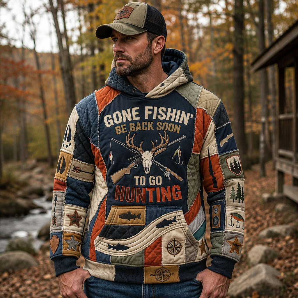 Gone Fishin Back To Hunting hoodie, all-over print
