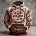 God Is Greater Than Cancer hoodie, all-over print