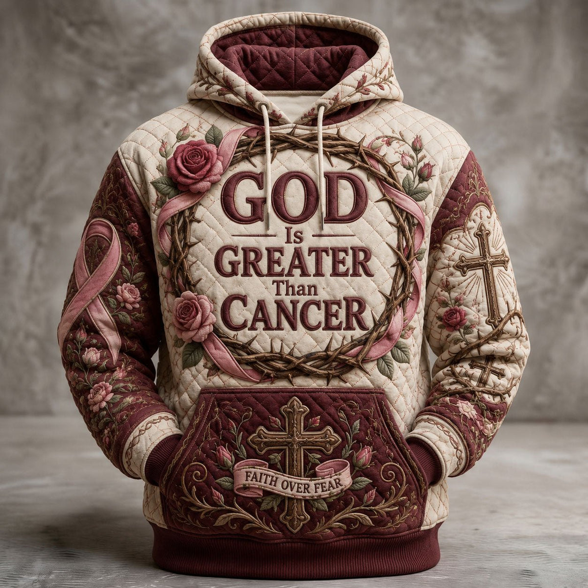 God Is Greater Than Cancer hoodie, all-over print