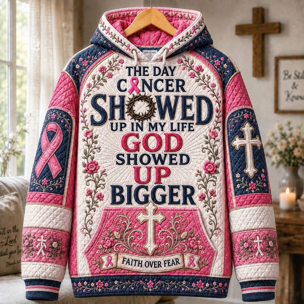 God Showed Up Bigger hoodie, all-over print