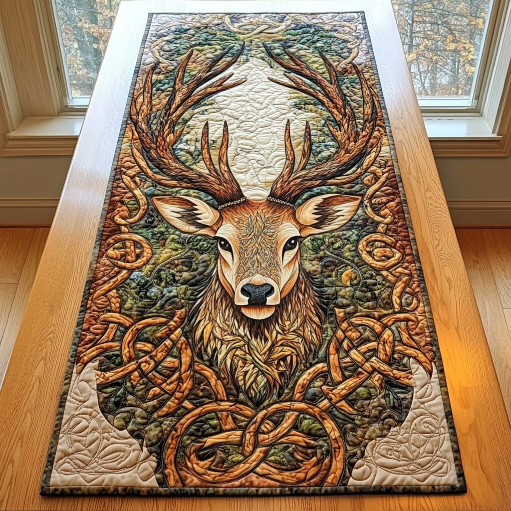 Stag Head with Celtic Knotwork Table Runner