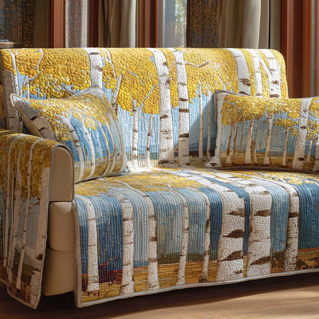 Golden Aspens Sofa Cover