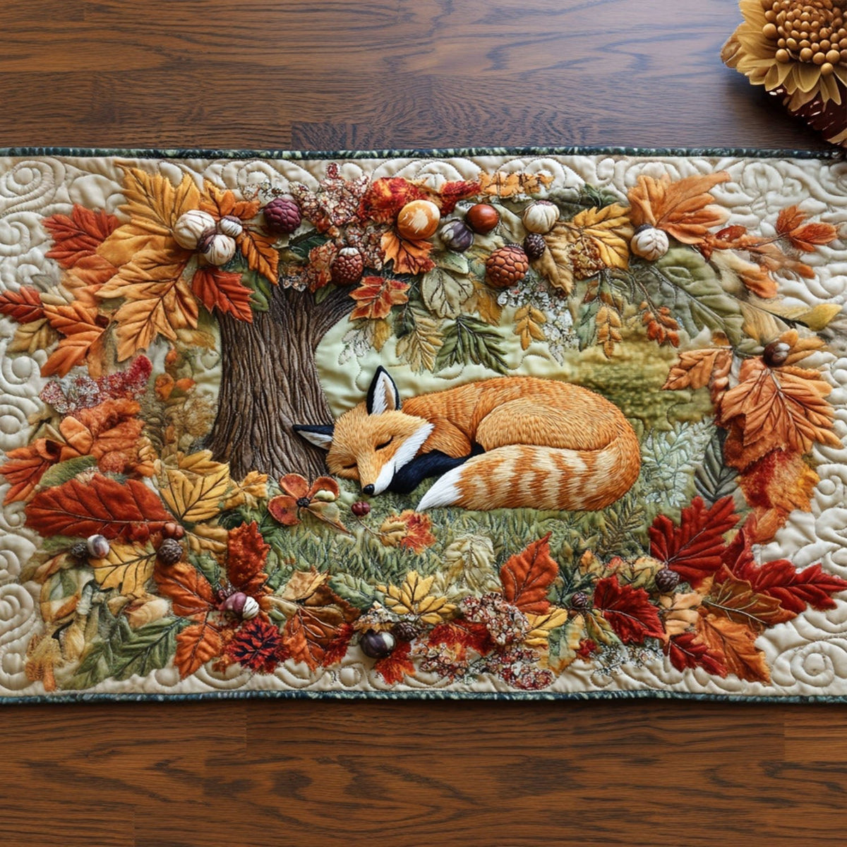Golden Autumn Fox Table Runner