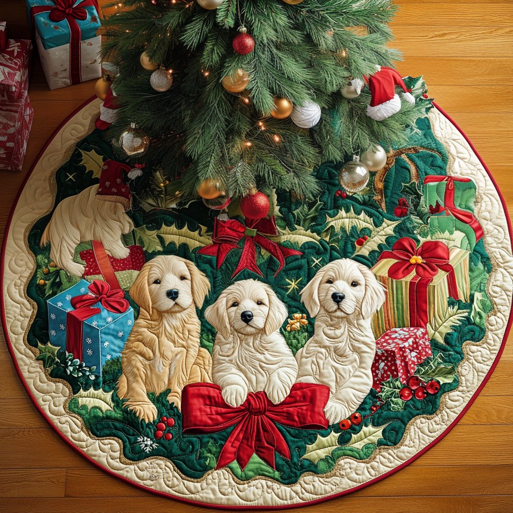 Golden Bells Are Ringing Chritstmas Christmas Tree Skirt